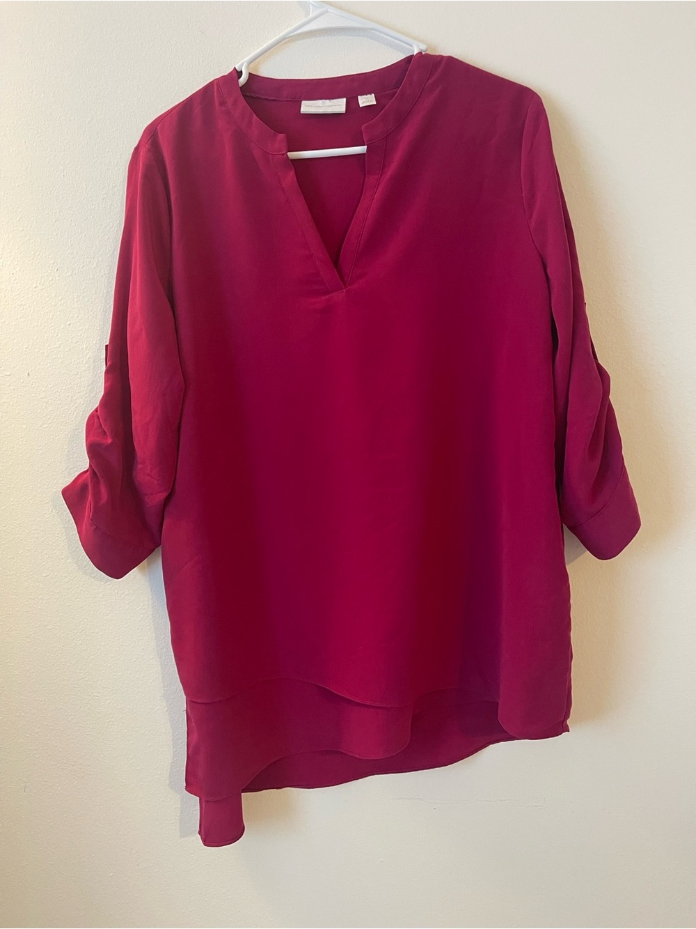 New York & Company Berry V-Neck Roll-Sleeve Tunic